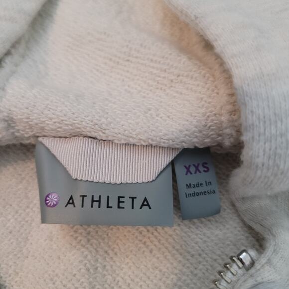 Athleta Size XXS Blissful Terry Vest Medium Oatmeal Heather Pleated Hooded Zip - Picture 8 of 9